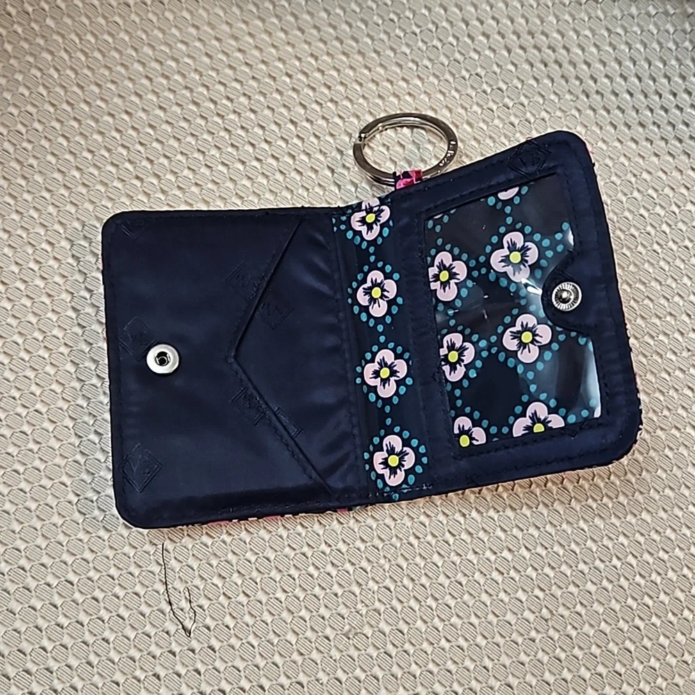 Vera Bradley Campus Double ID Case/ Holder Key Ring Kalidescope Pink Pattern